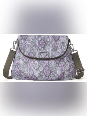Baggallini Lavender Snake-Print Crossbody Cosmetic Bag